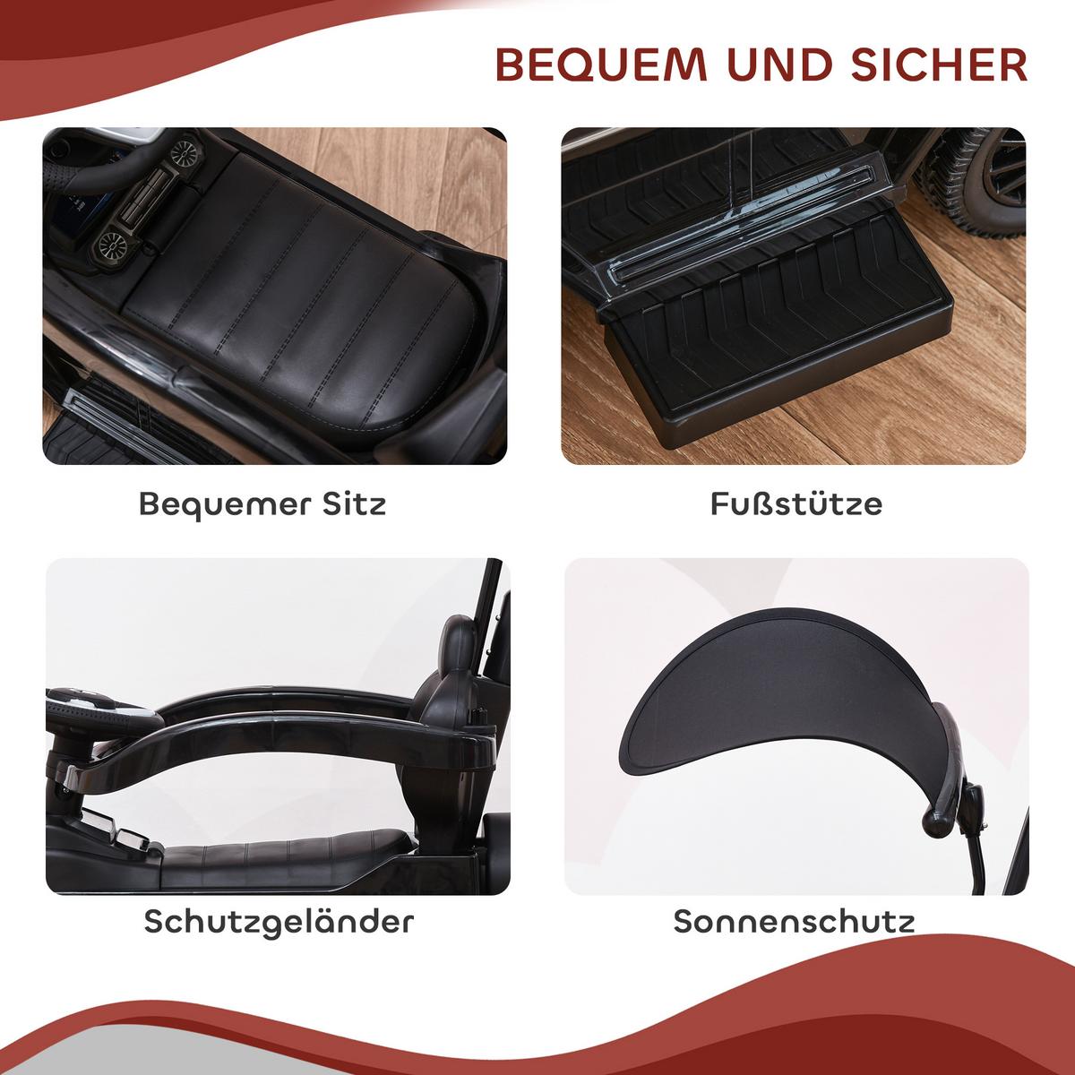 RUTSCHAUTO mit Schiebstange Kunststoff Metall Schwarz - Schwarz, Kunststoff (85.5/40.5/95cm) - HOMCOM