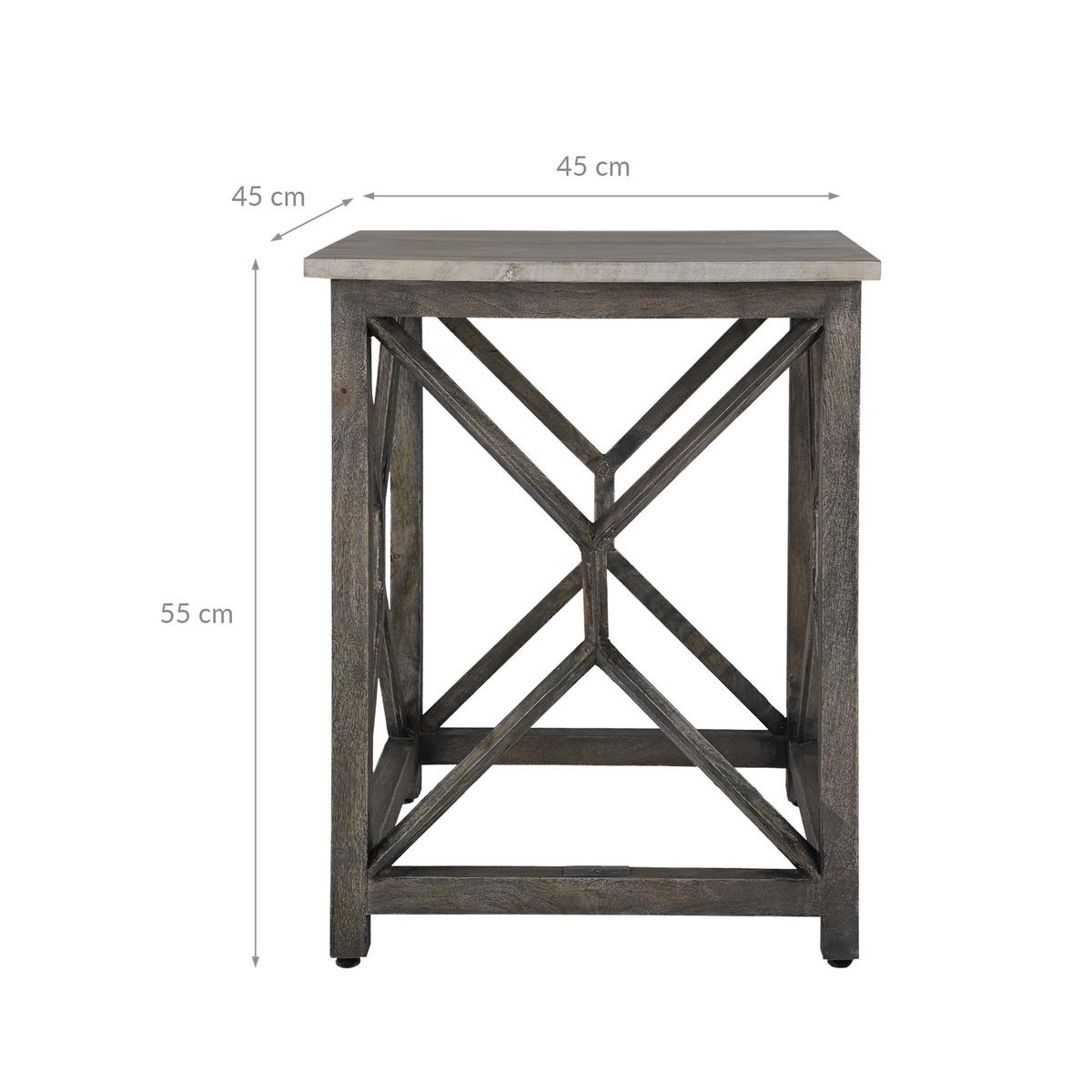 BEISTELLTISCH Florence 45x45x55 cm quadratisch Grau aus Mangoholz - Grau, Holz (55/45/55cm) - WOMO-DESIGN
