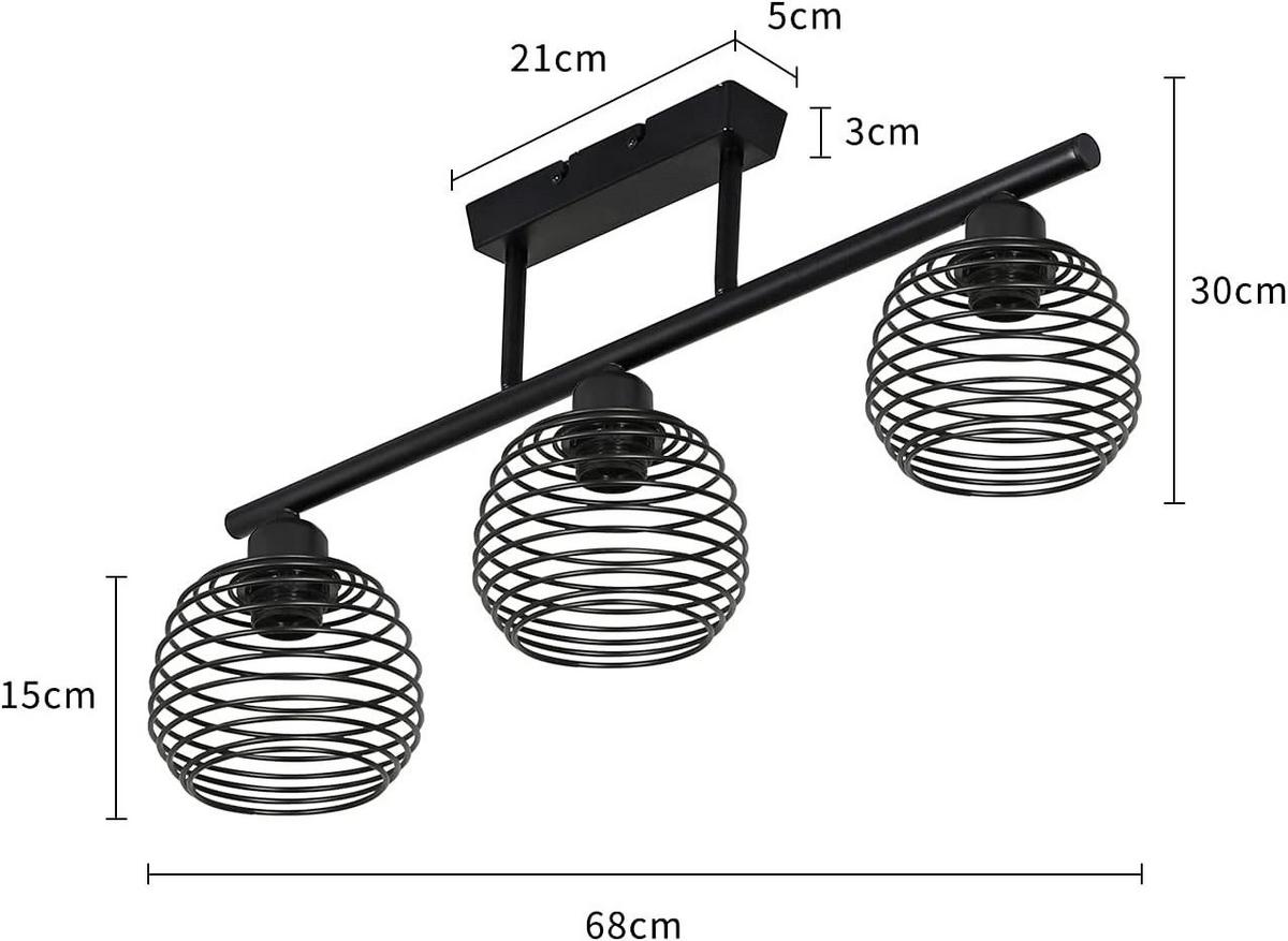 DECKENLEUCHTE Franz 68/15/30 cm - Schwarz, Metall (68/15/30cm) - Nettlife