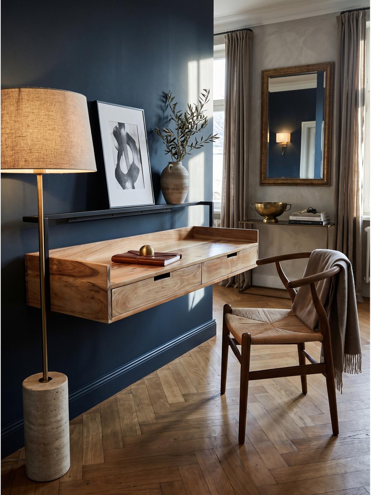 SCHREIBTISCH MURES, Akazie Massivholz, Akazie-Schwarz, 120 x 38 x 37 cm - Schwarz/Akaziefarben, Holz/Metall (38/120/37cm) - KADIMA DESIGN