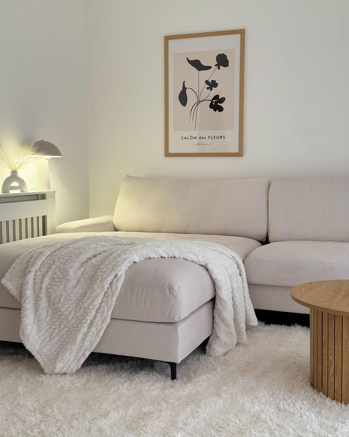 3-SITZER-ECKSOFA cremeweiß linksseitig Maloy - Schwarz/Weiß, Textil (272/189cm) - Beliani