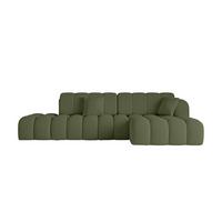 ECKSOFA mit Schlaffunktion Ottomane RECHTS OLEA-L2 321x164x75 Grün Bouclé - Schwarz/Grün, Holzwerkstoff/Kunststoff (164/321cm) - ALTDECOR