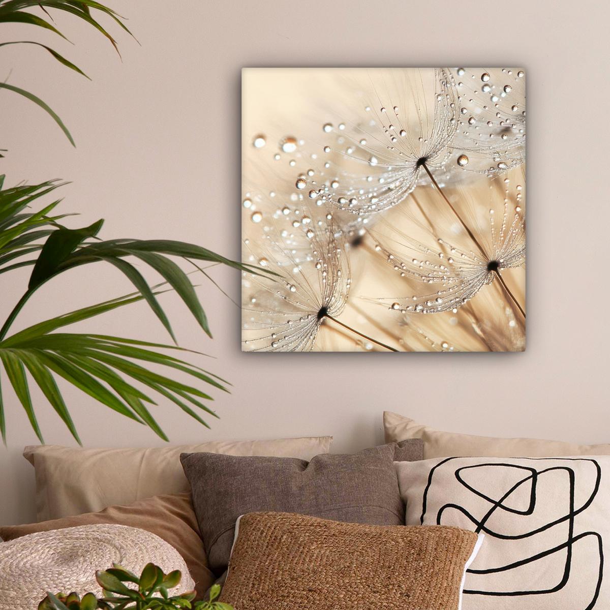 LEINWANDBILD Löwenzahn - Abstrakt - Natur - Beige Wandbild Wohnzimmer 50x50 cm - Braun, Textil (50/50cm) - MuchoWow