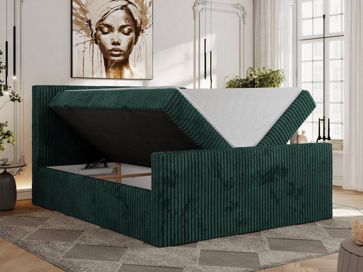 BOXSPRINGBETT TILIANO DUO 140/200 - Dunkelgrün Cord - H3 - Dunkelgrün, Textil (140/200cm) - MKS