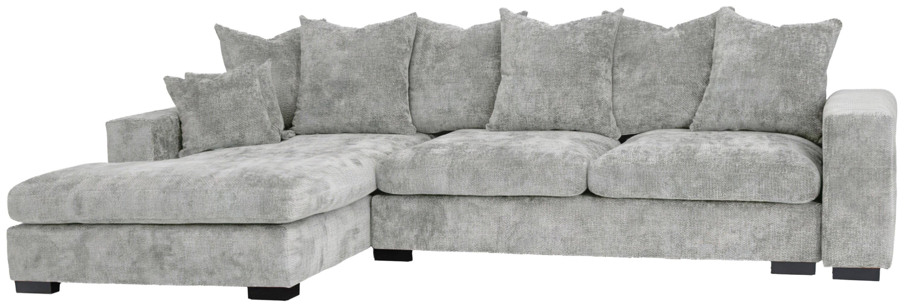 ECKSOFA Dahlia mit Schlaffunktion und Bettkasten in L-Form Links - Hellgrau Chenille 285/92/155 cm - Hellgrau/Schwarz, Kunststoff/Textil (285/155cm) - WFL GROUP