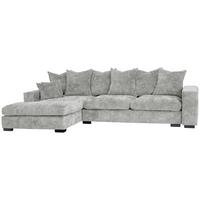 ECKSOFA Dahlia mit Schlaffunktion und Bettkasten in L-Form Links - Hellgrau Chenille 285/92/155 cm - Hellgrau/Schwarz, Kunststoff/Textil (285/155cm) - WFL GROUP