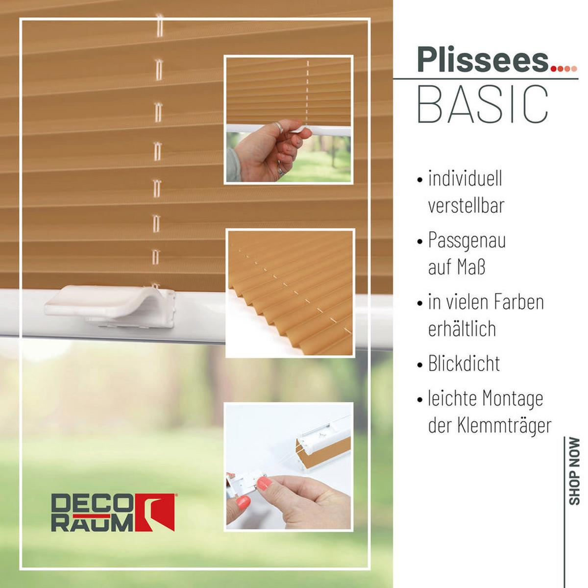 PLISSEE Basic 95 x 150cm Klemmfix ohne Bohren - Cappuccino, Textil (95/150cm) - Deco-Raum