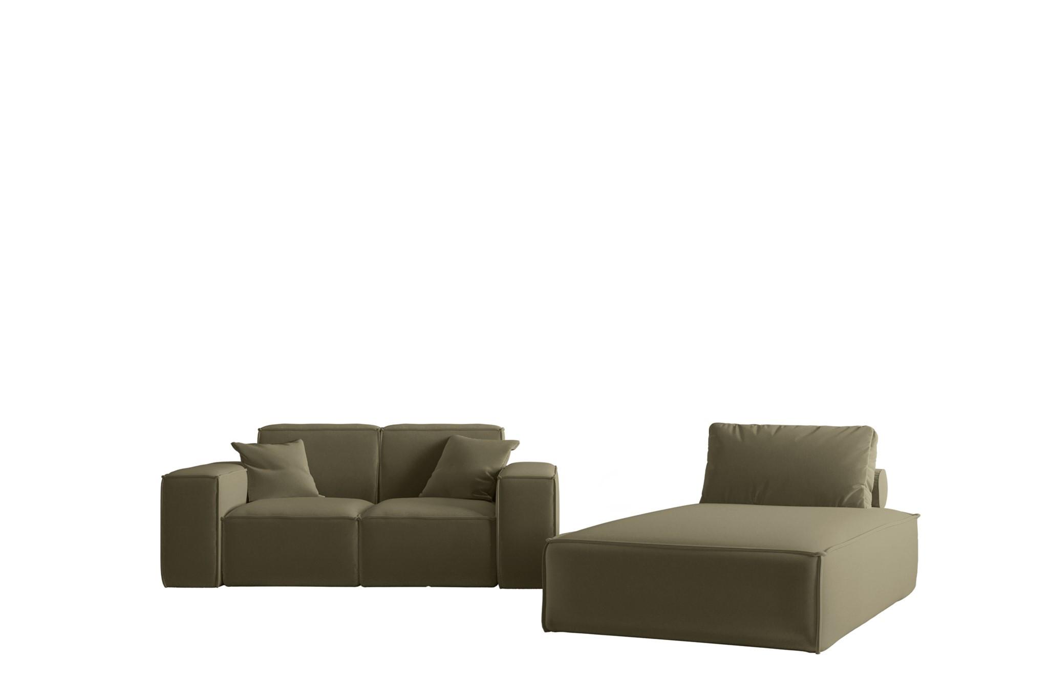 SOFA Sezlong Celes Premium 2er-set - Olivgrün, Holzwerkstoff/Textil (110/95/194cm) - Fun Möbel