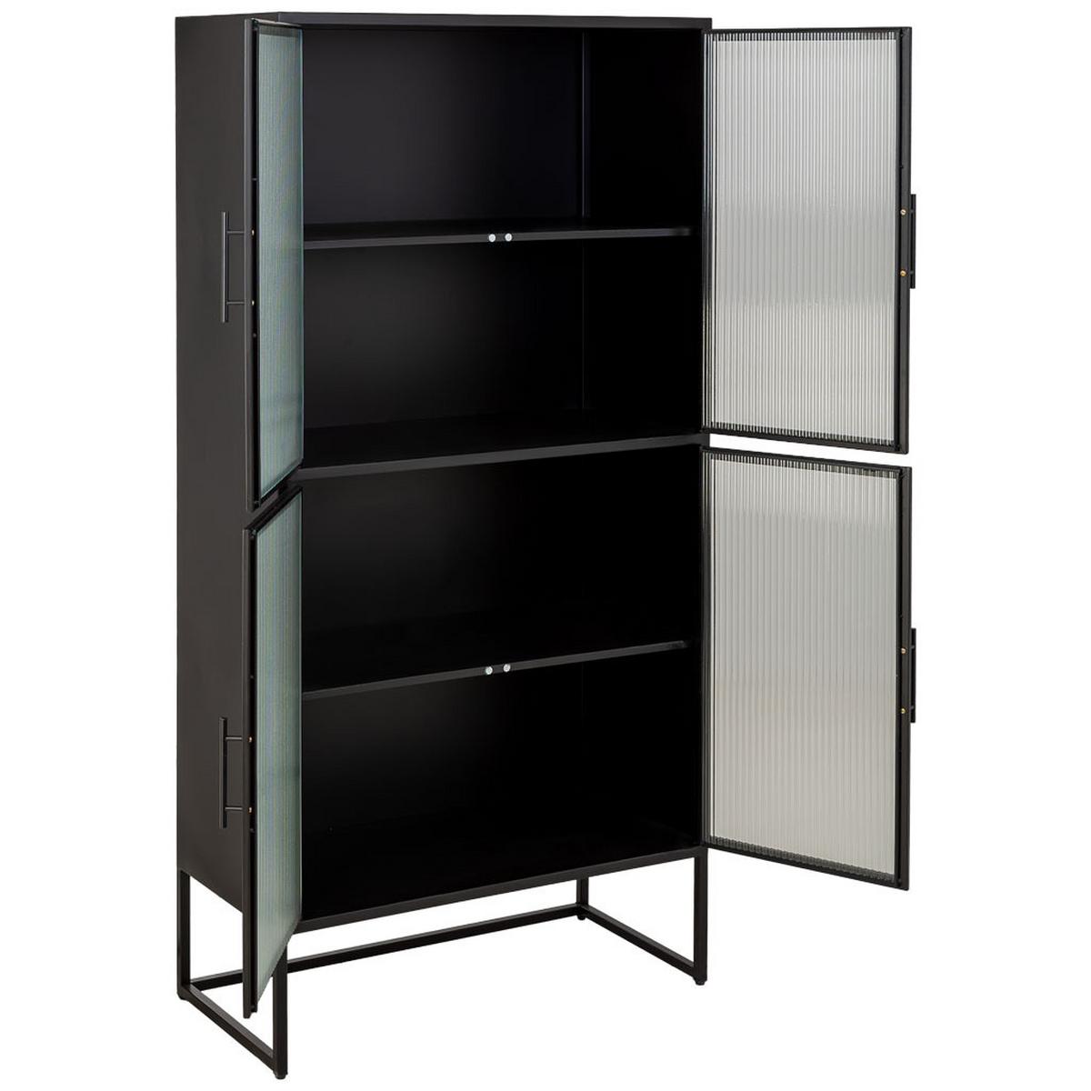 VITRINE aus Metall, schwarz, 80x39x161cm - Schwarz, Metall (80/161/38.5cm) - Wanderlust