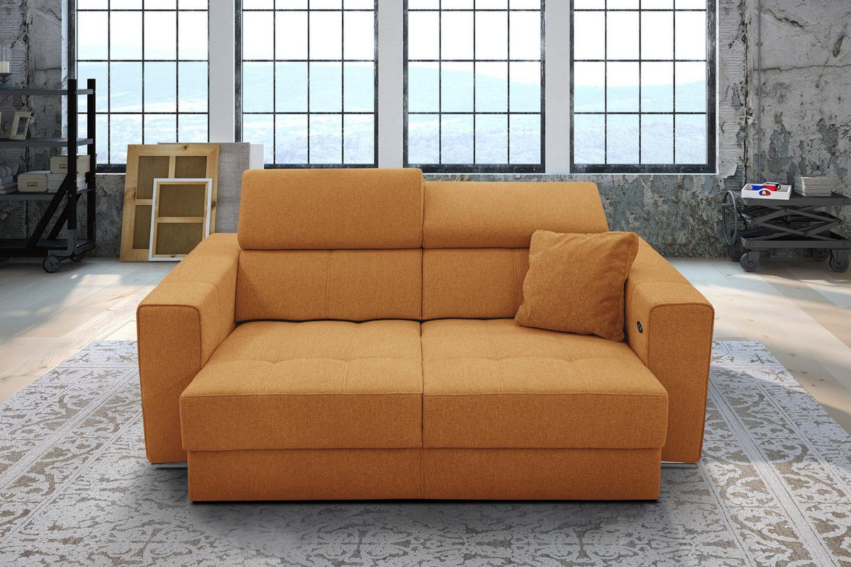 SOFA QUARTZ 3-Sitzer mit Ausziehsitz, orange - Orange, Holzwerkstoff/Textil (202/80/102cm) - Wozimo