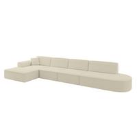 ECKSOFA Ottomane Links IREA-L3-v3 - 412x165x77 cm Beige - Hellbraun/Creme, Holzwerkstoff/Textil (412/165cm) - ALTDECOR