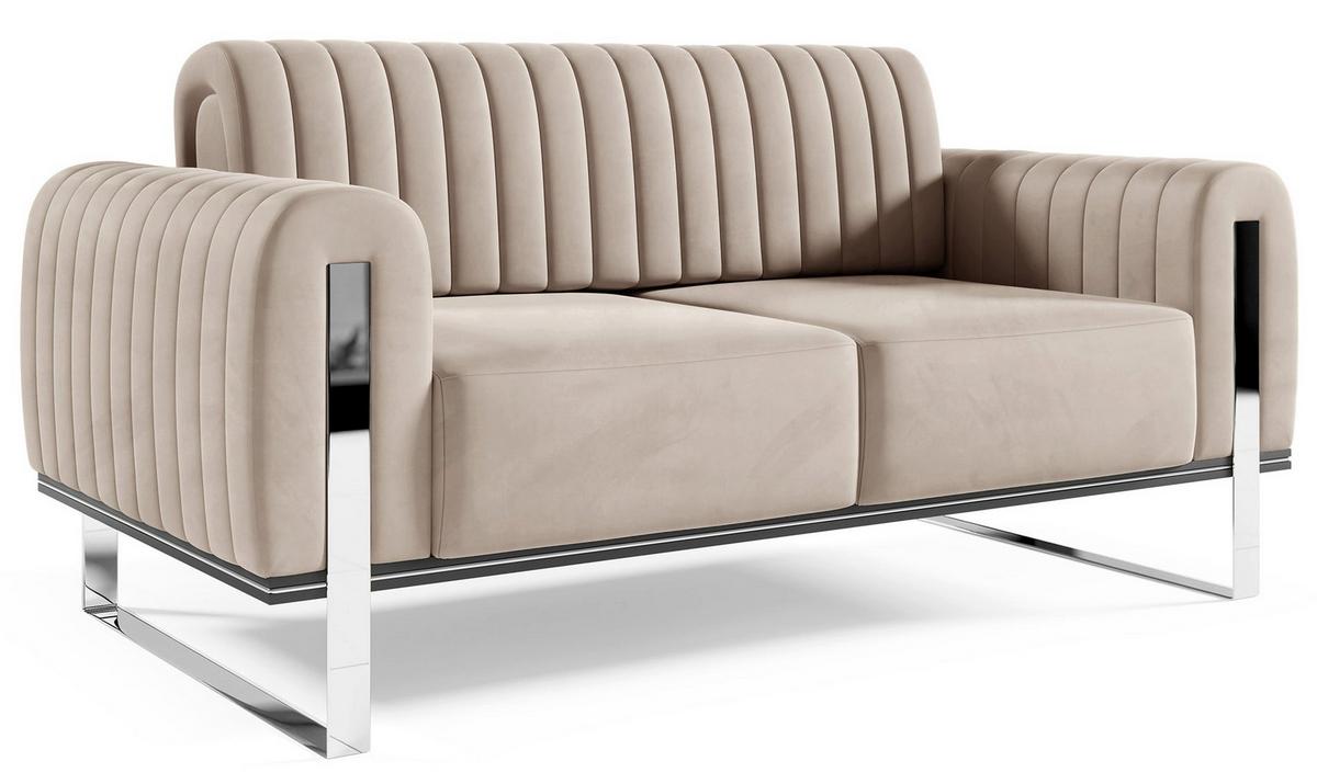 SOFA Parissa 164 cm - Ecru/Silberfarben, Textil/Metall (164/79/92cm) - Selsey