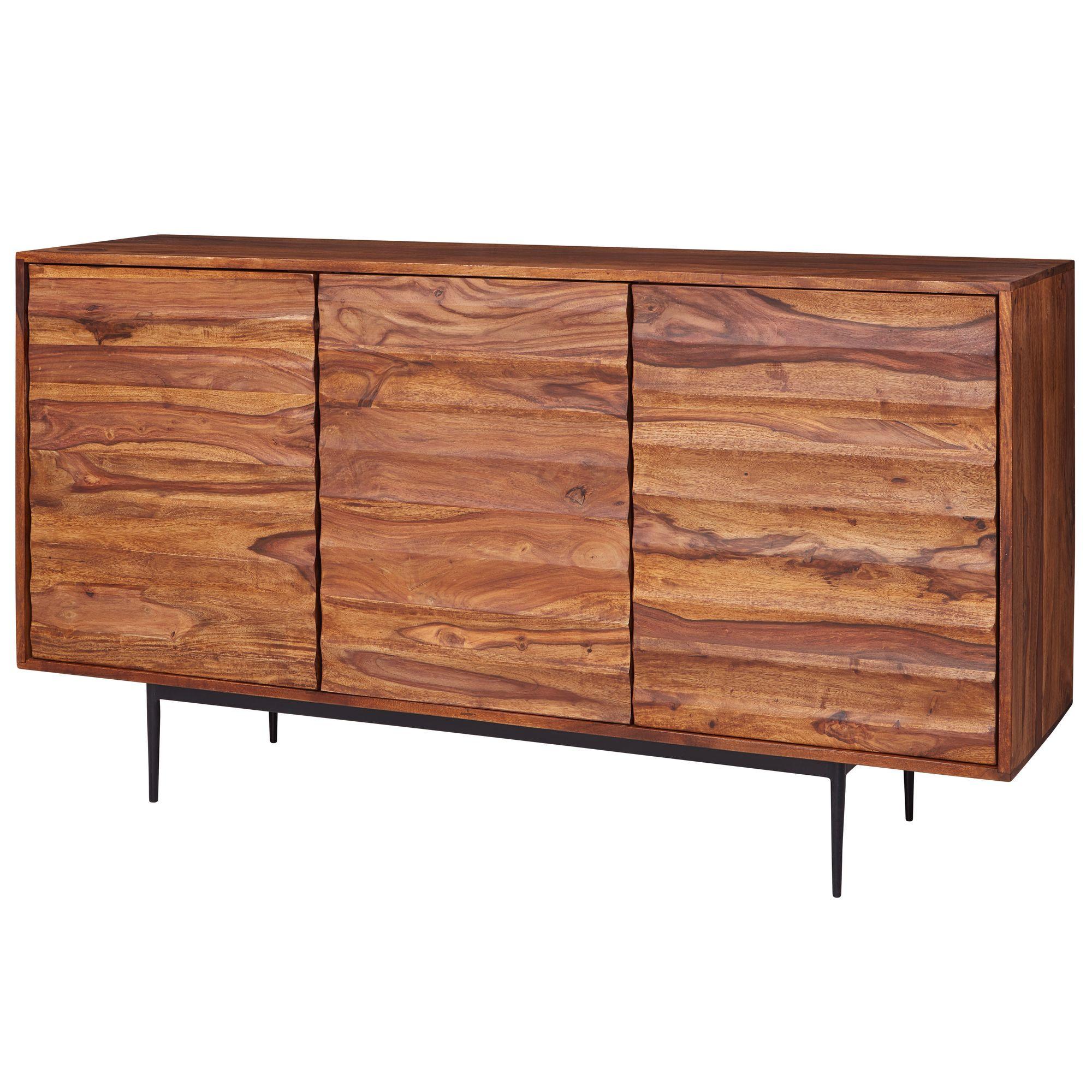 SIDEBOARD – Massivholz, 150x81x41 cm, 3 Türen, Landhausstil, groß - Schwarz/Braun, Holz/Metall (150/81/41cm) - KADIMA DESIGN