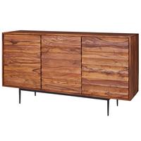 SIDEBOARD – Massivholz, 150x81x41 cm, 3 Türen, Landhausstil, groß - Schwarz/Braun, Holz/Metall (150/81/41cm) - KADIMA DESIGN