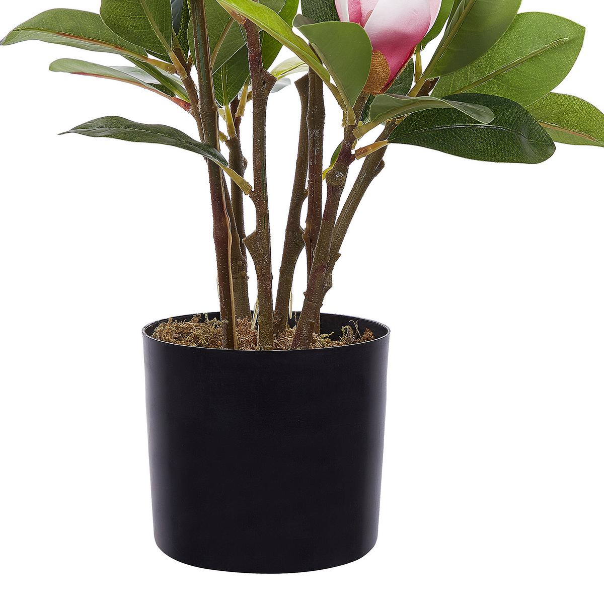 KUNSTPFLANZE im Blumentopf 70 cm Grün/Schwarz Magnolia - Schwarz/Grün, Kunststoff (70cm) - Beliani