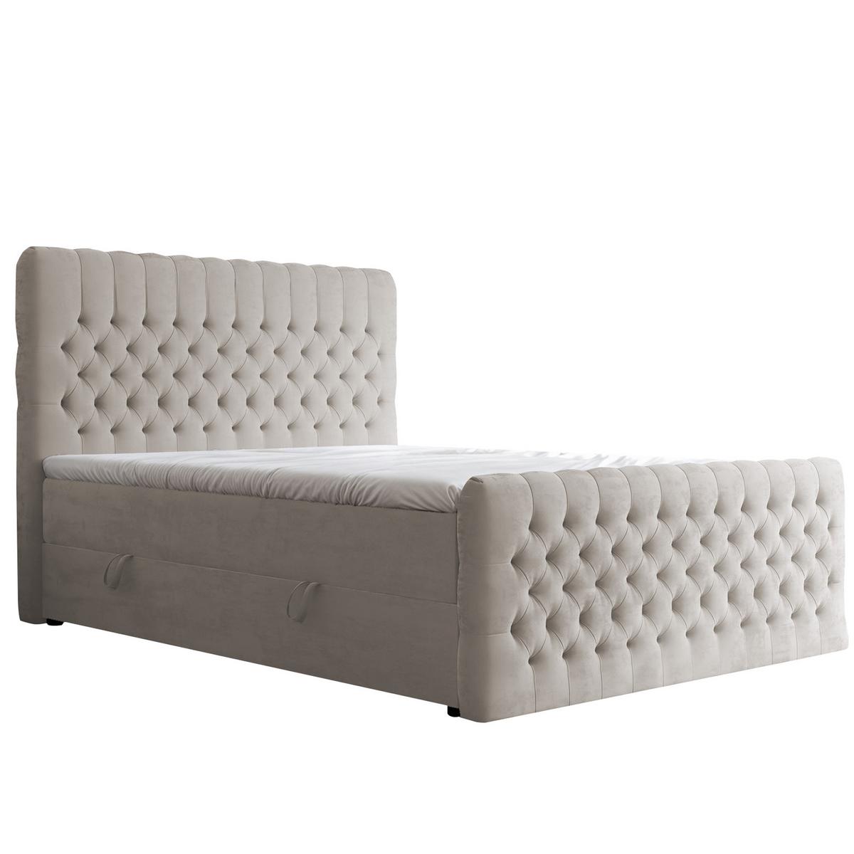 BOXBETT 140x200 cm mit Topper - Beige, Holzwerkstoff/Textil (140/200cm) - Idohome