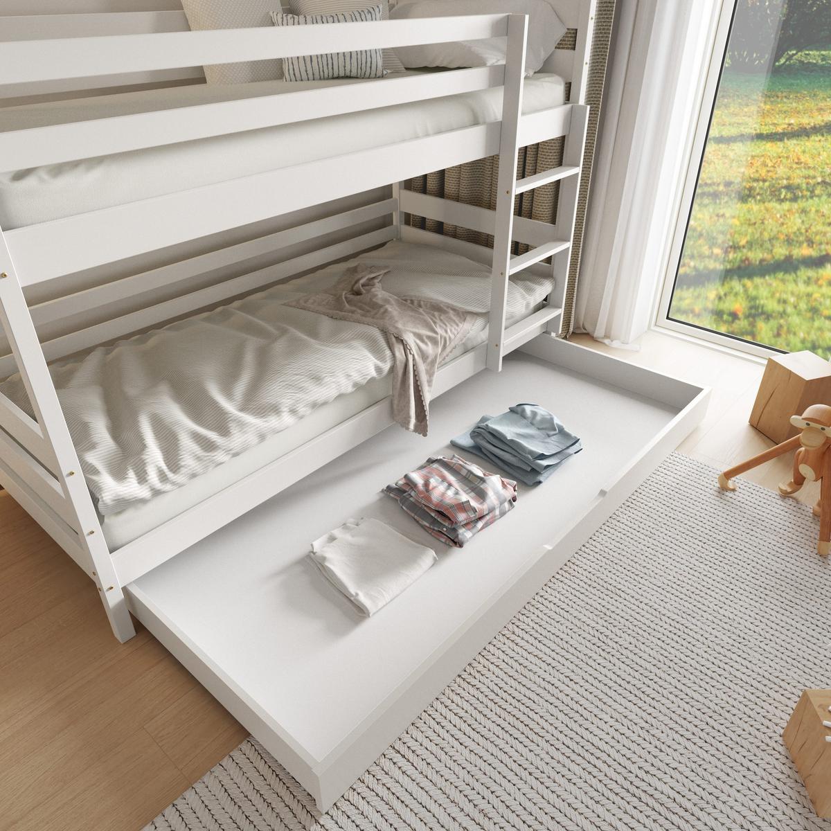ETAGENBETT SIMBA mit Bettkasten 80x160 cm Weiß - Weiß, Holz (80/160cm) - MASSENO