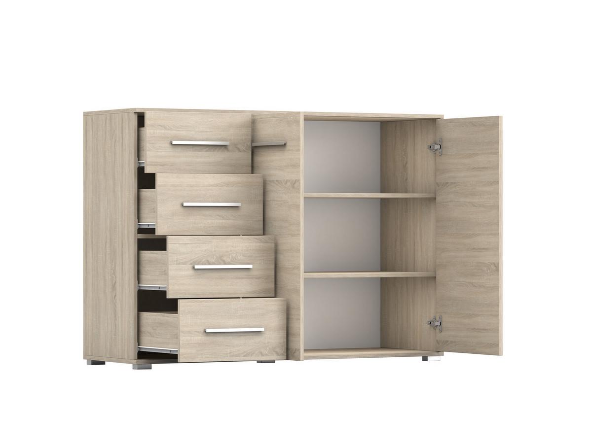 KOMMODE 135/96/45 cm Frida 01 2D4S Sonoma,Sonoma - Alufarben/Sonoma Eiche, Glas/Holz (135/59/45cm) - imoebel24