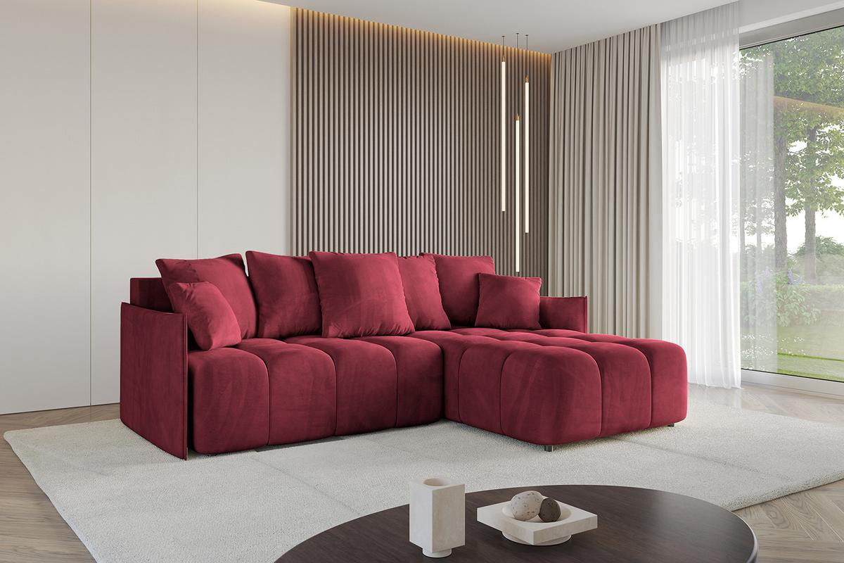 ECKSOFA Ottomane rechts LONLI-L 251x189x68 Bordeaux Velours - Bordeaux, Holzwerkstoff/Kunststoff (189/251cm) - ALTDECOR