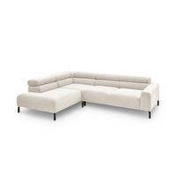 ECKSOFA MIT MOTORISCHEM SITZVORZUG DELIA Weiß Cord Relaxfunktion - Schwarz/Weiß, Textil/Metall (276/219cm) - KAWOLA
