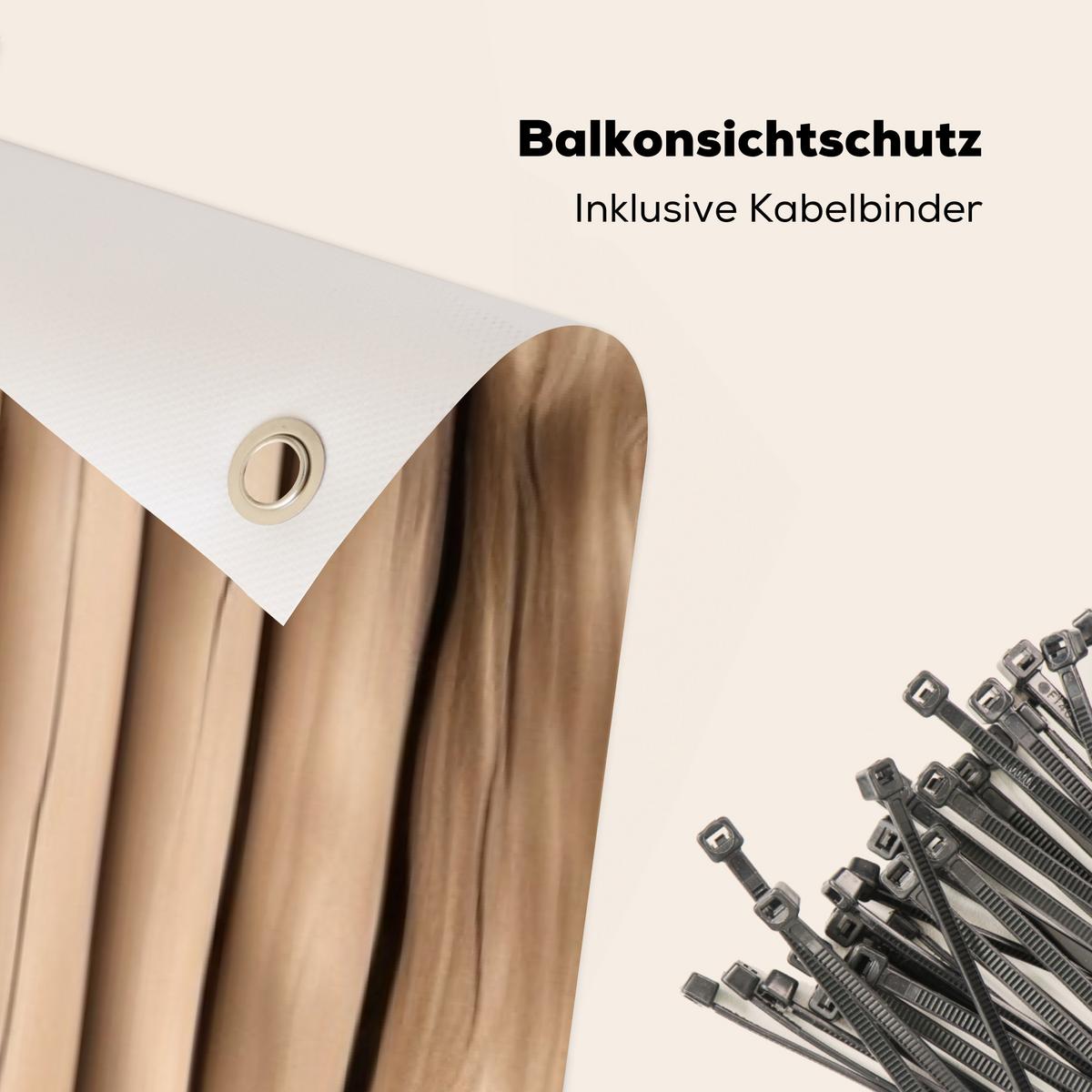 BALKON-SICHTSCHUTZ Holz - Stiel - Hellbraun Windschutz 300x90 cm - Ahornfarben, Kunststoff (300/90cm) - MuchoWow