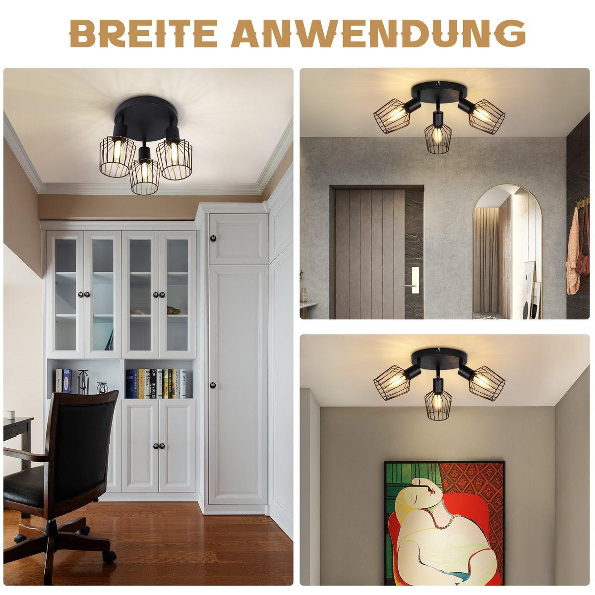 DECKENSTRAHLER Stella 3-flammig 20/20/10 cm - Schwarz, Metall (20/20/10cm) - Nettlife