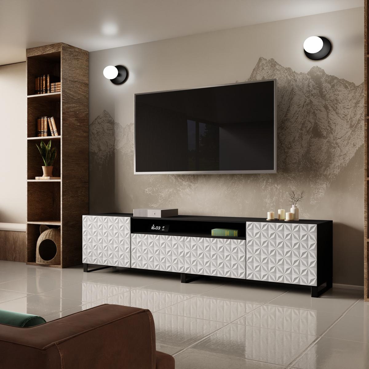 LOWBOARD ROVA 200/41/40 cm, Stand-TV-Schrank Anthrazit / Weiß - Anthrazit/Weiß, Holzwerkstoff (200/41/40cm) - MASSENO