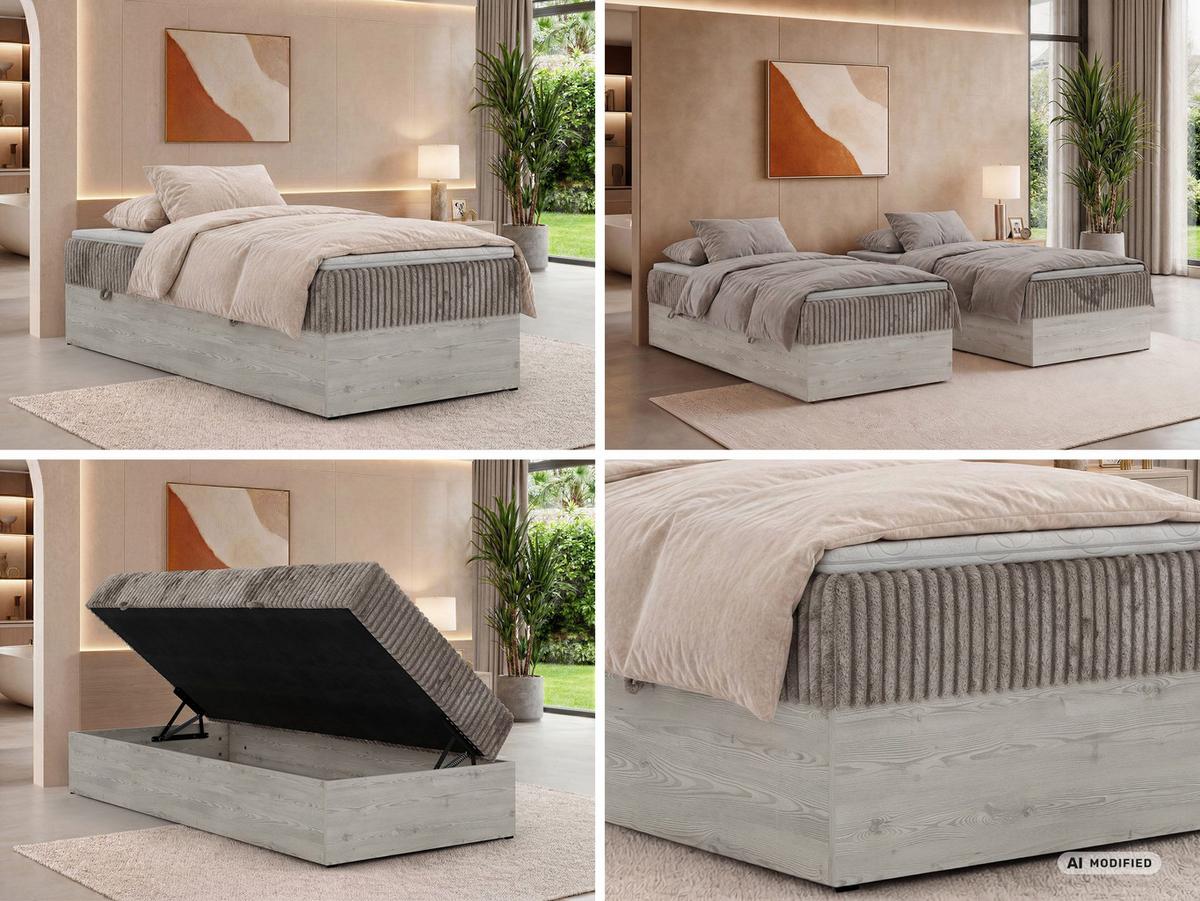 BOXBETT NORDIC ZERO 90/200 - Hellbraun Cord - Topper Visco - H3 - Hellbraun/Schwarz, Kunststoff/Textil (90/200cm) - MKS