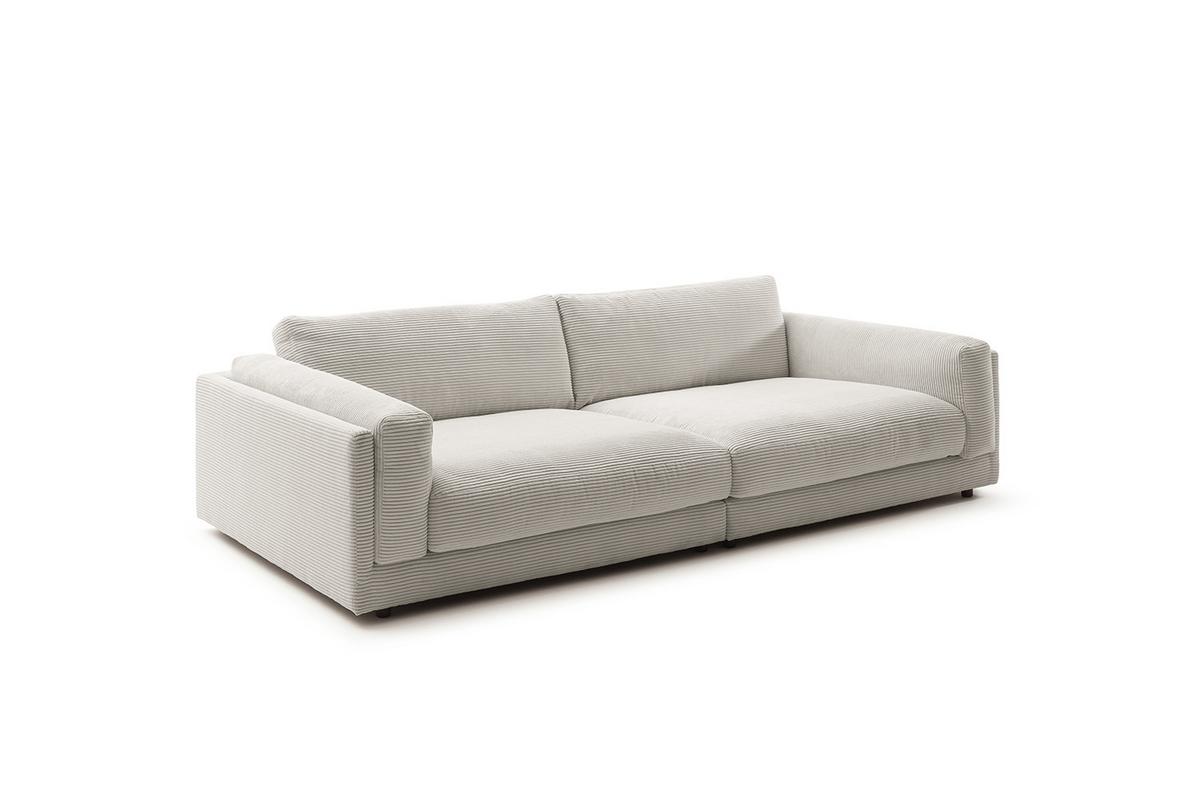 BIG SOFA RAINA Steingrau Cord - Greige/Schwarz, Kunststoff/Textil (254/85/150cm) - KAWOLA