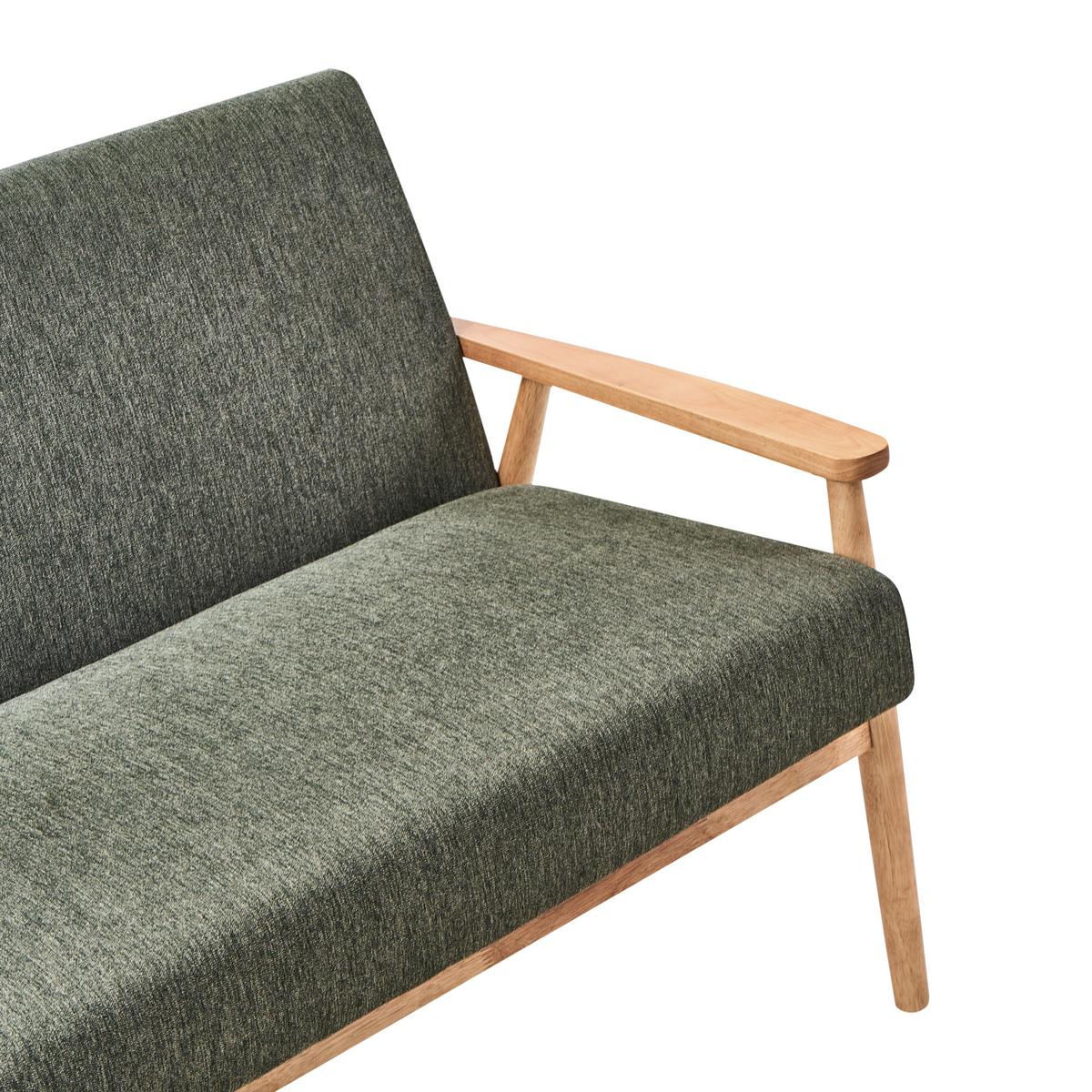 SOFA 2-Sitzer Hellbraun/Grün Esrum - Hellbraun/Grün, Holz/Textil (111/79/72cm) - Beliani