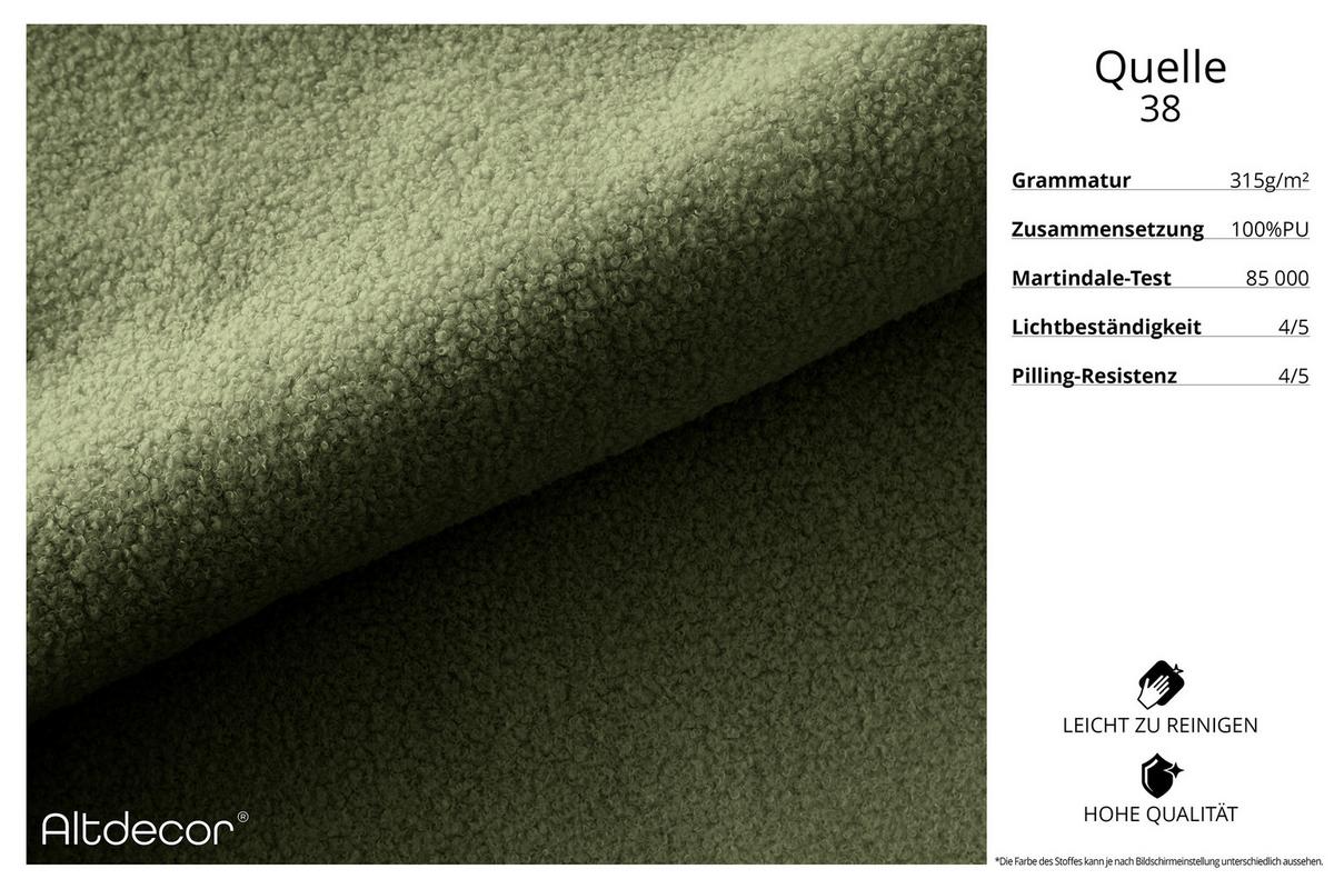 ECKSOFA Ottomane Links IREA-L2-v2 - 327x165x80 cm Grün - Platinfarben, Holzwerkstoff/Textil (327/165cm) - ALTDECOR