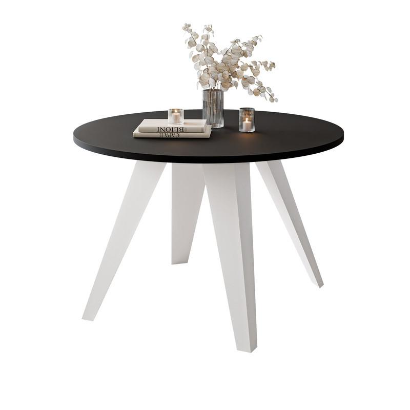 COUCHTISCH FERRO 75/50 cm runden, Weiß / Schwarz geriffelt - Schwarz/Weiß, Metall (75/75/50cm) - Idohome