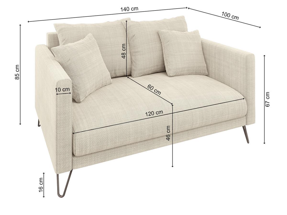 2-SITZER-SOFA Harmony Beige Chenille - Beige/Schwarz, Holz/Textil (140/85/100cm) - S-Style Möbel