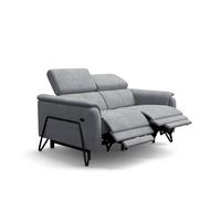 RELAXSOFA RODEN 2-Sitzer mit 2 Relax, hellgrau, Veloursstoff - Hellgrau, Holz/Textil (148/82/103cm) - Wozimo