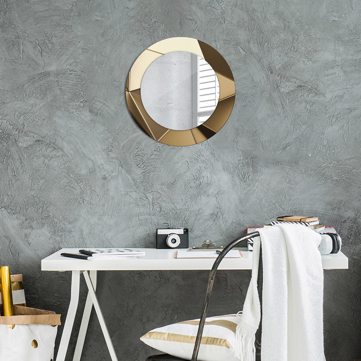 SPIEGEL Ø50 cm Rund mit Aufdruck - Beige, Glas (50/50/0.4cm) - TULUP