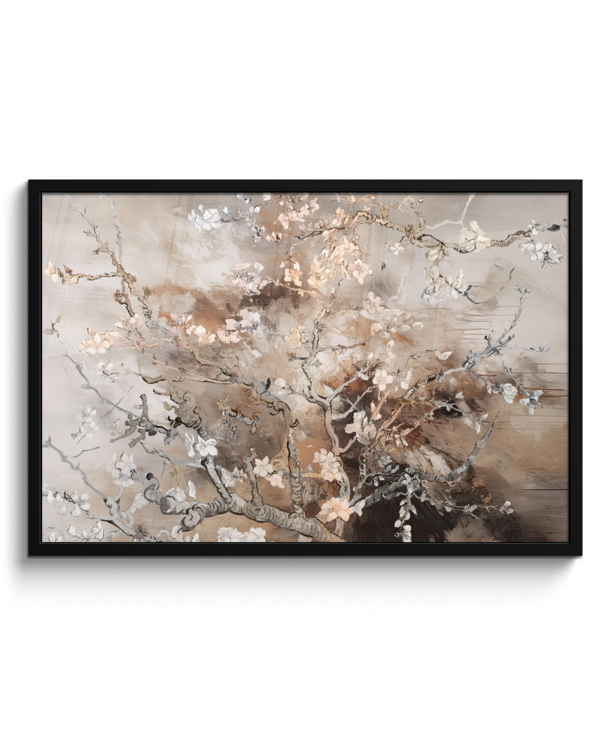 POSTER MIT RAHMENGERAHMTES BILD Mandelblüte - Kunst - Van Gogh - Beige - Abstrakt 90x60 cm - Braun, Papier (90/60cm) - MuchoWow