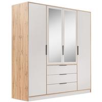 DREHTÜRENSCHRANK Livo mit 4 Türen und 3 Schubladen, kaschmir+eiche Wotan, 200 cm - Kaschmir/Eiche Wotan, Holzwerkstoff (200/200/57cm) - Beautysofa