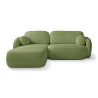 ECKSOFA AMICO L-S Grün Geflochtener Stoff mit Schlaffunktion - Grün, Holz (248/174cm) - MASSENO