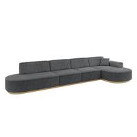 ECKSOFA Ottomane Rechts MARI-L3-v2 - 413x171x83 cm Dunkelgrau Cord - Dunkelgrau, Holzwerkstoff/Textil (171/413cm) - ALTDECOR