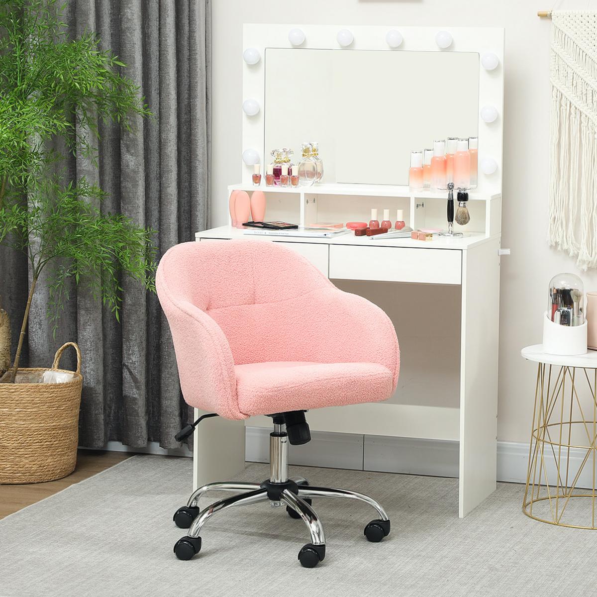BÜROSTUHL Polyester Kunstleder Rosa - Rosa, Kunststoff (61/86/56cm) - HOMCOM