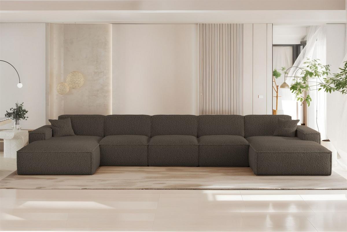 WOHNLANDSCHAFT Celes Premium Xl Sven - Braun, Holzwerkstoff/Textil (462/73/165cm) - Fun Möbel