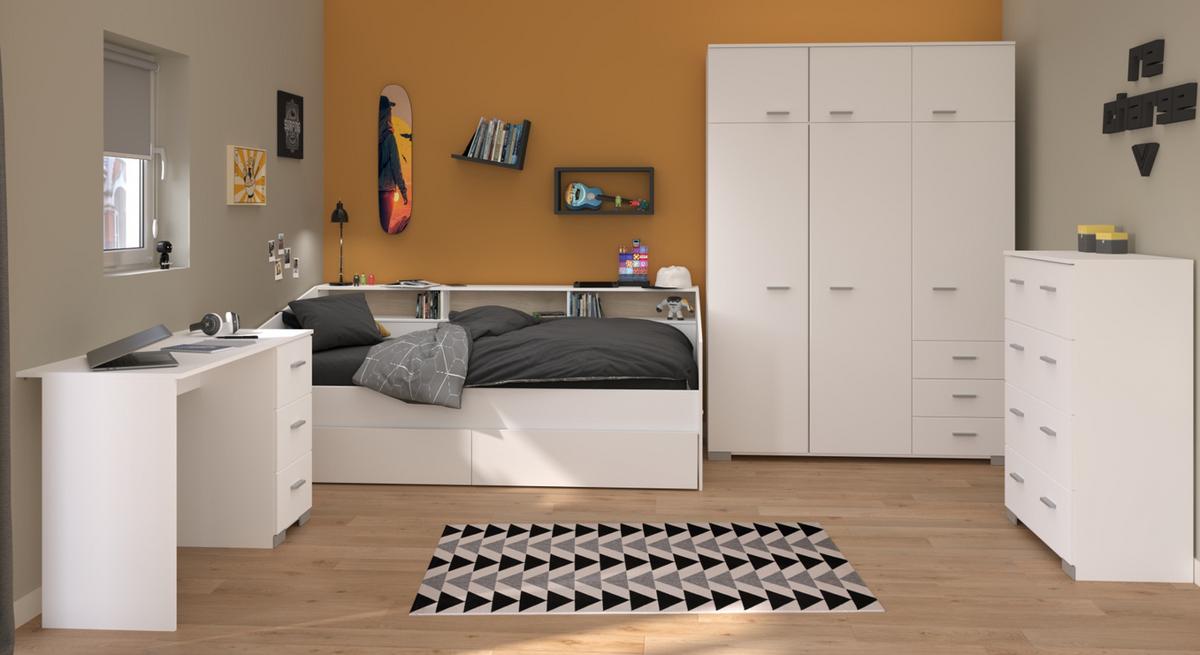 JUGENDBETT weiß, 90 x 200 cm Stauraumbett mit 2x Schubkasten - Weiß, Holz/Holzwerkstoff (90/200cm) - Parisot Meuble