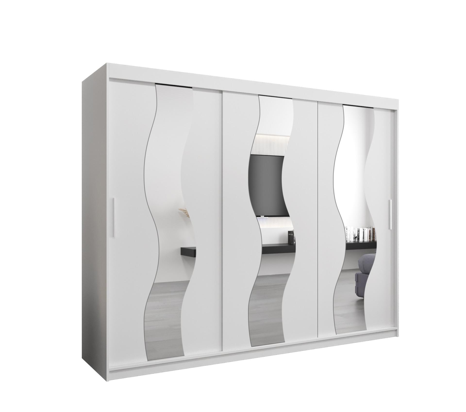 SCHWEBETÜRENSCHRANK 200/250/62 3-türig - Silberfarben/Weiß, Holz/Kunststoff (250/200/62cm) - MÖBEL KRYSPOL