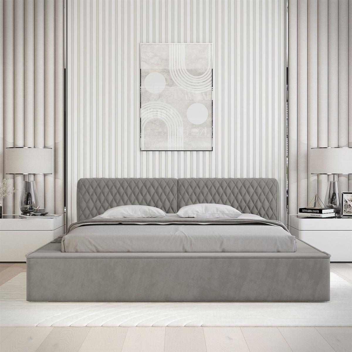 POLSTERBETT Norfolk In Ditra - Grau, Holzwerkstoff/Textil (180/200cm) - Fun Möbel