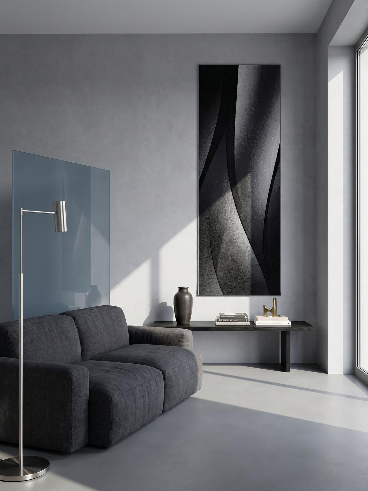 TEPPICH Kurzflor INN in Schwarz, mit Farbverlauf, 80 x 300 cm - Schwarz, Textil (80/300cm) - KADIMA DESIGN