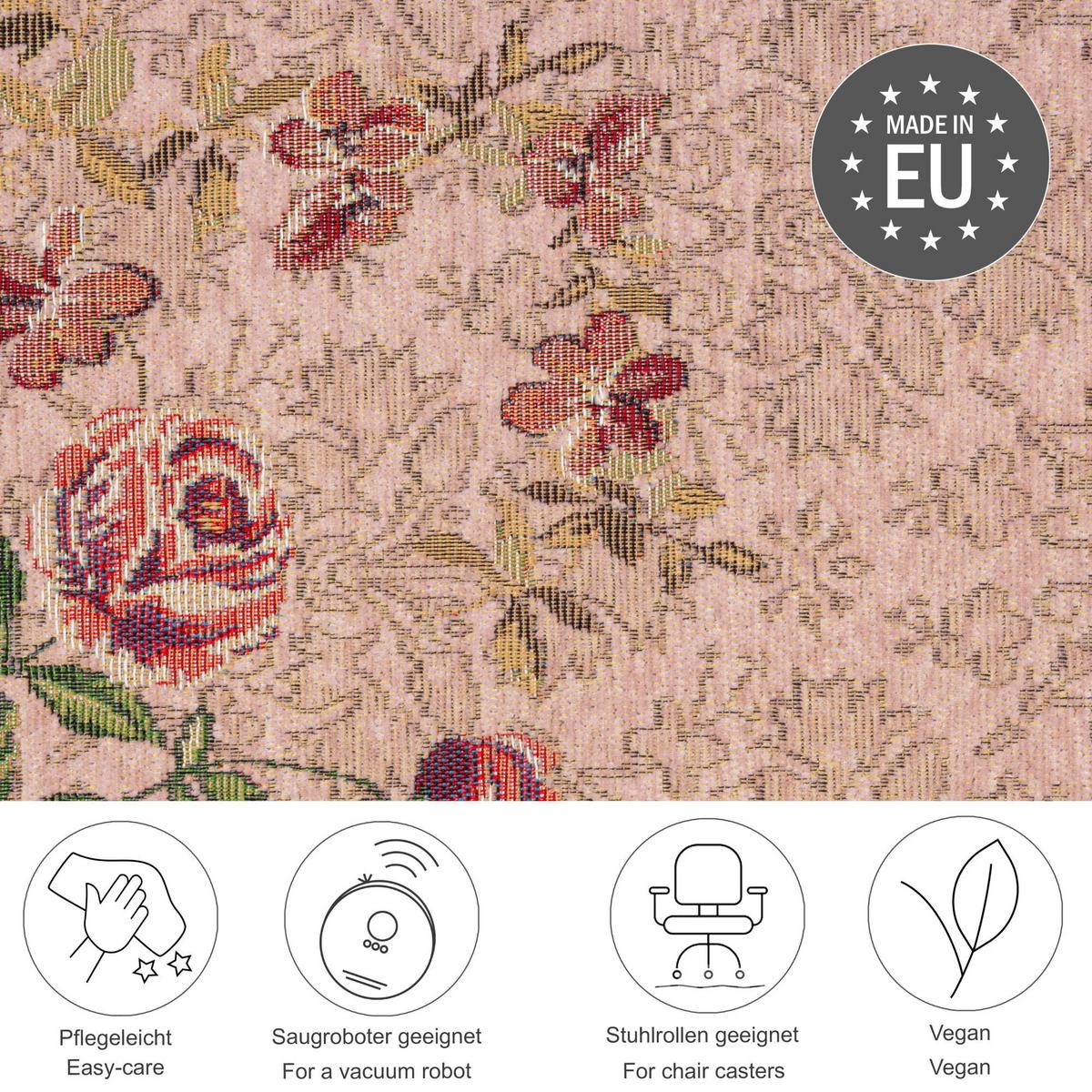 FLACHWEBTEPPICH Flomi Florence 80x150 cm - Rosa, Textil (80/150cm) - THEKO