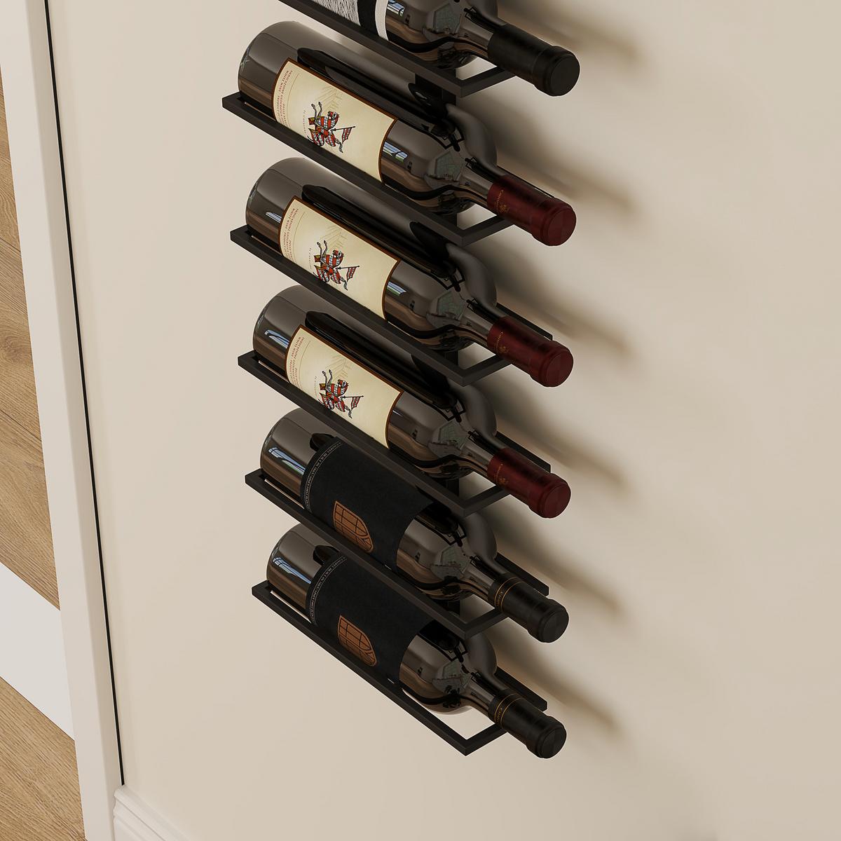 WEINREGAL Flaschenregal zur Wandmontage für 10 Weinflaschen, Stahl Schwarz - Schwarz, Metall (10/116/27cm) - HOMCOM