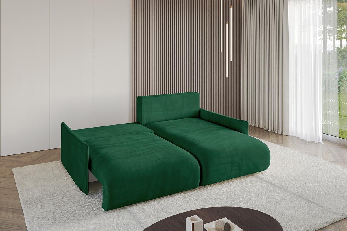 ECKSOFA Ottomane rechts ONESK-L-v1 216x177x72 Grün Velours - Grün, Holzwerkstoff/Kunststoff (177/216cm) - ALTDECOR