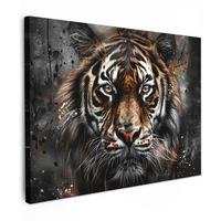 LEINWANDBILD Tiger - Tiere - Porträt - Luxus - Schwarz Wandbild 40x30 cm - Anthrazit, Textil (40/30cm) - MuchoWow