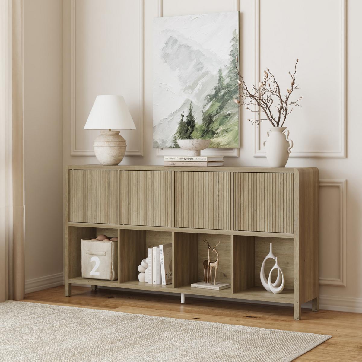 SIDEBOARD Lukkodso - Alteiche, Holzwerkstoff (145/76.5/30cm) - [en.casa]